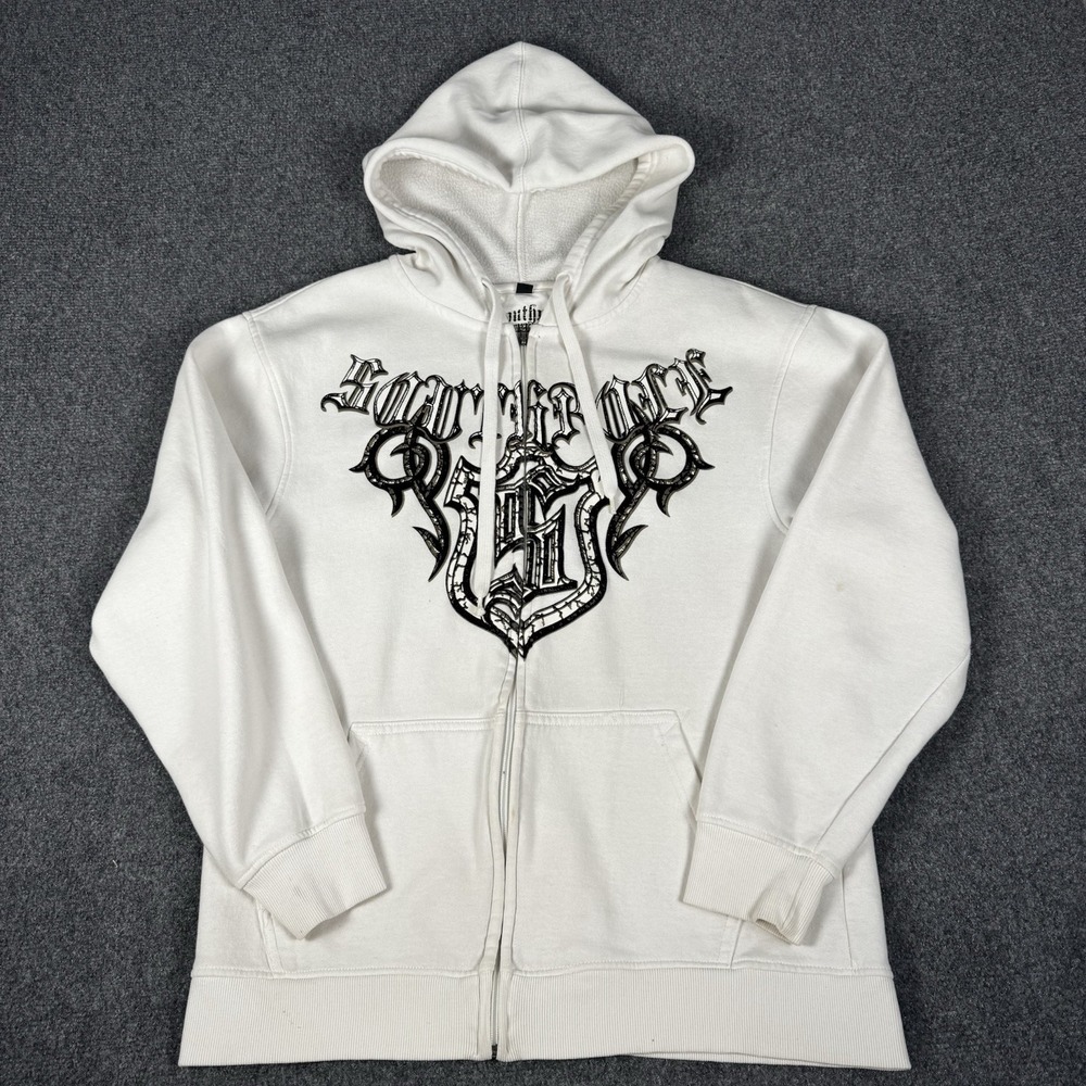 VTG Y2K Southpole Spellout Gray Skate Full Zip Hoodie XL Grunge